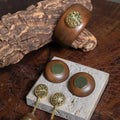 WOOD BUTTON EARRINGS