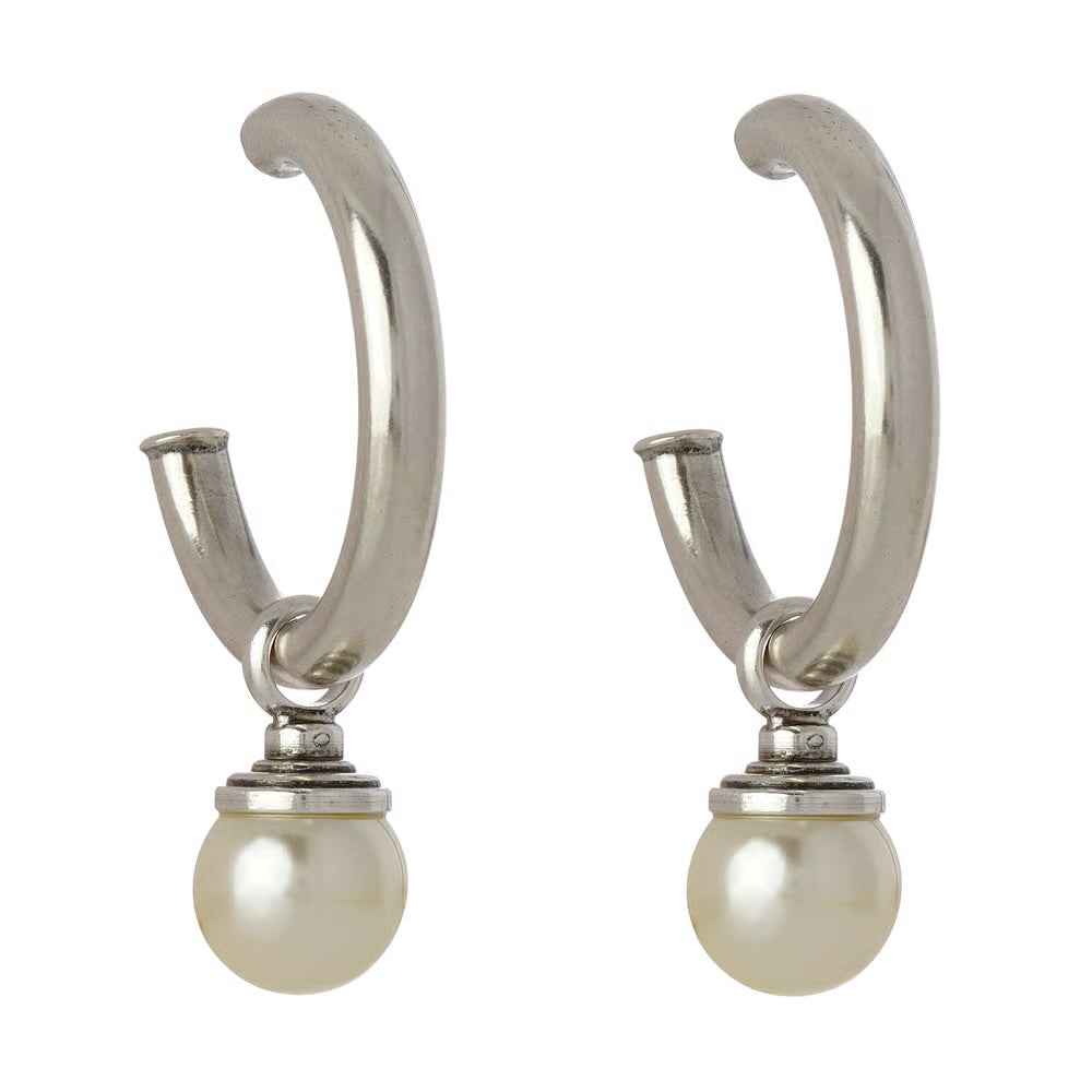 PEARL DROP HOOP EARRINGS