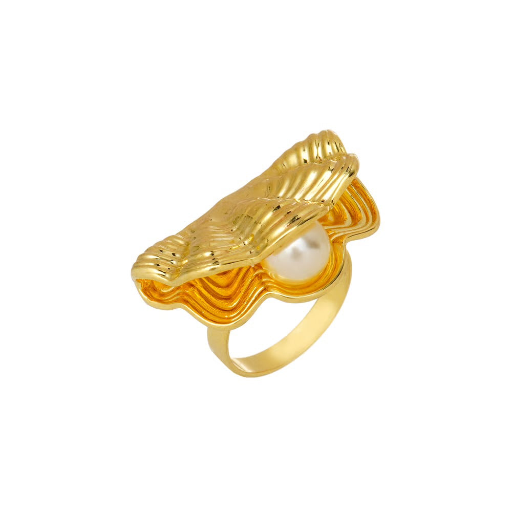BOHO SHELL PEARL RING