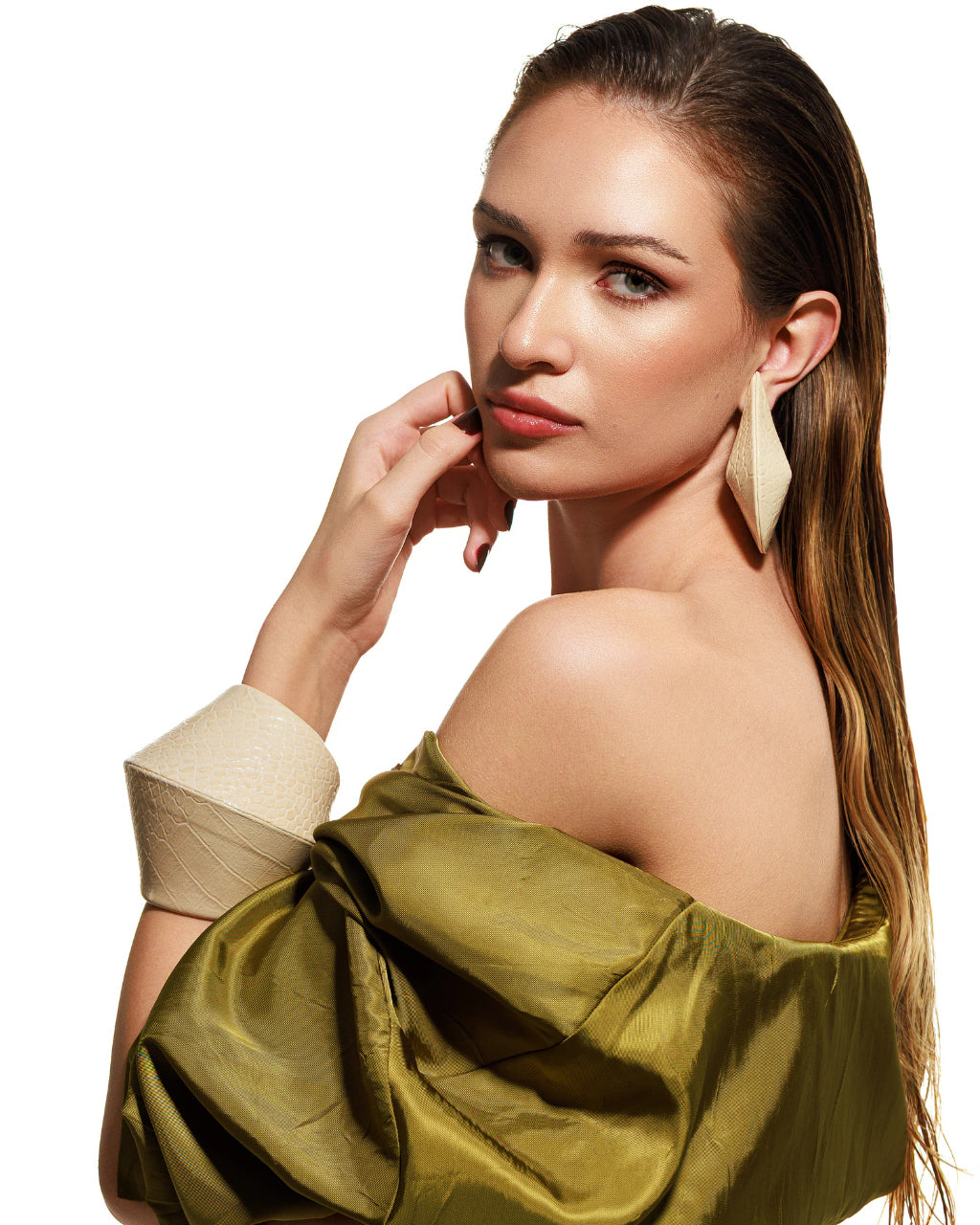 CORCEL M CROCO LEATHER EARRINGS